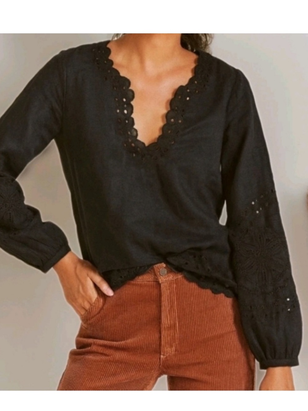 J. Crew Bungalow Embroidered Linen Top